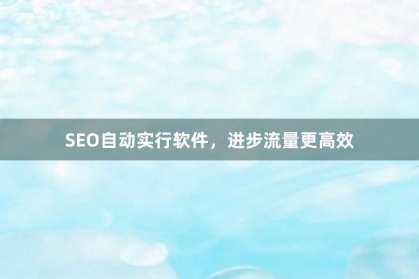 SEO自动实行软件，进步流量更高效